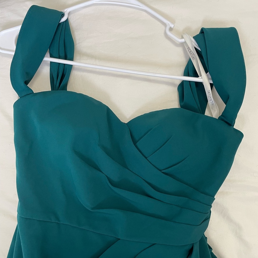 Davids Bridal Stretch Crepe off the shoulder bridesmaid dress - Picture 6 of 9